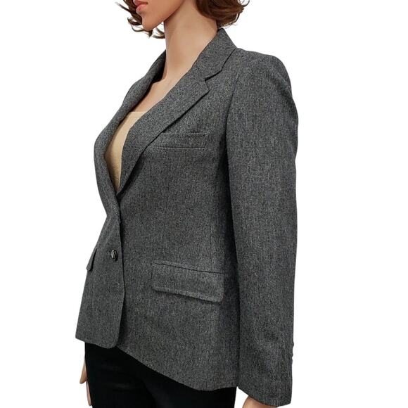 Vintage Union Made 1980s Evan Picone Petite Pure Wool Blend Blazer Jacket Gray S - Picture 4 of 12